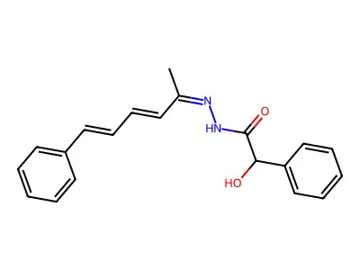 2-hydroxy-2-phenyl-N-[(Z)-[(3E,5E)-6-phenylhexa-3,5-dien-2-ylidene]amino]acetamide structure