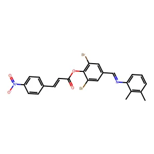 2,6-dibromo-4-{[(2,3-dimethylphenyl)imino]methyl}phenyl 3-{4-nitrophenyl}acrylate structure