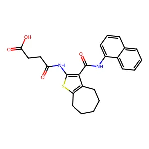 4-({3-[(1-naphthylamino)carbonyl]-5,6,7,8-tetrahydro-4H-cyclohepta[b]thien-2-yl}amino)-4-oxobutanoic acid structure