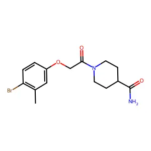 1-[2-(4-Bromo-3-methylphenoxy)acetyl]piperidine-4-carboxamide structure