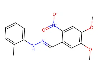 N-[(4,5-dimethoxy-2-nitrophenyl)methylideneamino]-2-methylaniline structure