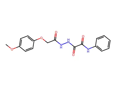 2-[2-[2-(4-methoxyphenoxy)acetyl]hydrazinyl]-2-oxo-N-phenylacetamide structure