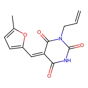 (5Z)-5-[(5-methylfuran-2-yl)methylidene]-1-prop-2-enyl-1,3-diazinane-2,4,6-trione structure