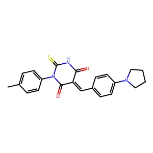 (5Z)-1-(4-methylphenyl)-5-[(4-pyrrolidin-1-ylphenyl)methylidene]-2-sulfanylidene-1,3-diazinane-4,6-dione structure