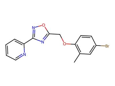 2-{5-[(4-Bromo-2-methylphenoxy)methyl]-1,2,4-oxadiazol-3-yl}pyridine structure
