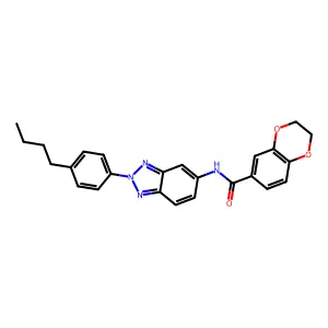 N-[2-(4-butylphenyl)-2H-1,2,3-benzotriazol-5-yl]-2,3-dihydro-1,4-benzodioxine-6-carboxamide structure