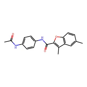 N-(4-acetamidophenyl)-3,5-dimethyl-1-benzofuran-2-carboxamide structure