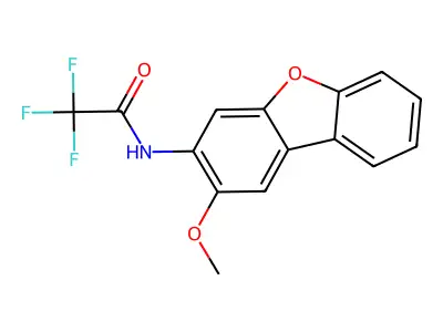 2,2,2-trifluoro-N-(2-methoxydibenzofuran-3-yl)acetamide structure