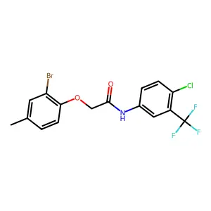 2-(2-bromo-4-methylphenoxy)-N-[4-chloro-3-(trifluoromethyl)phenyl]acetamide structure
