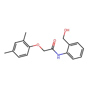 2-(2,4-dimethylphenoxy)-N-[2-(hydroxymethyl)phenyl]acetamide structure