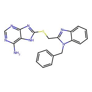 8-[(1-benzylbenzimidazol-2-yl)methylsulfanyl]-7H-purin-6-amine structure