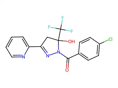 (4-chlorophenyl)-[5-hydroxy-3-pyridin-2-yl-5-(trifluoromethyl)-4H-pyrazol-1-yl]methanone structure
