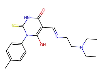5-({[2-(diethylamino)ethyl]amino}methylene)-1-(4-methylphenyl)-2-thioxodihydro-4,6(1H,5H)-pyrimidinedione structure