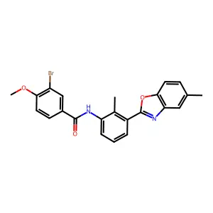 3-bromo-4-methoxy-N-[2-methyl-3-(5-methyl-1,3-benzoxazol-2-yl)phenyl]benzamide structure