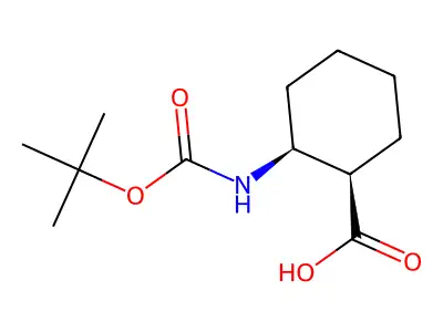 cis-2-((tert-Butoxycarbonyl)amino)cyclohexanecarboxylic acid structure