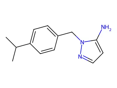 1-((4-(propan-2-yl)phenyl)methyl)-1H-pyrazol-5-amine structure