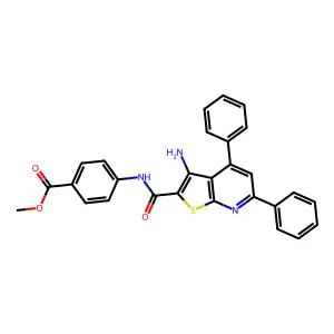 Methyl 4-(3-amino-4,6-diphenylthieno[2,3-b]pyridine-2-carboxamido)benzoate structure