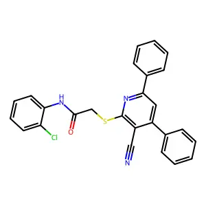 N-(2-Chlorophenyl)-2-((3-cyano-4,6-diphenylpyridin-2-yl)thio)acetamide structure