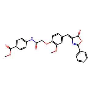 Methyl 4-(2-(2-methoxy-4-((5-oxo-2-phenyloxazol-4(5H)-ylidene)methyl)phenoxy)acetamido)benzoate structure