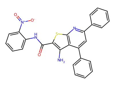 3-amino-N-(2-nitrophenyl)-4,6-diphenylthieno[2,3-b]pyridine-2-carboxamide structure