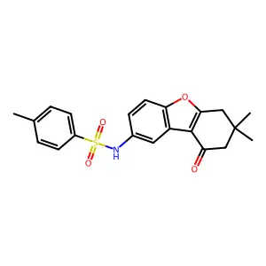 N-(7,7-dimethyl-9-oxo-6,7,8,9-tetrahydrodibenzo[b,d]furan-2-yl)-4-methylbenzenesulfonamide structure
