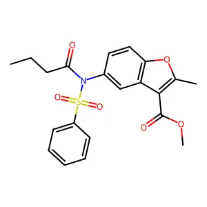 Methyl 5-[butyryl(phenylsulfonyl)amino]-2-methyl-1-benzofuran-3-carboxylate structure