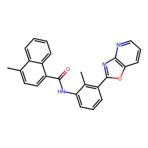4-methyl-N-[2-methyl-3-([1,3]oxazolo[4,5-b]pyridin-2-yl)phenyl]naphthalene-1-carboxamide structure