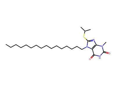 7-Hexadecyl-8-isopropylsulfanyl-3-methyl-3,7-dihydro-purine-2,6-dione structure