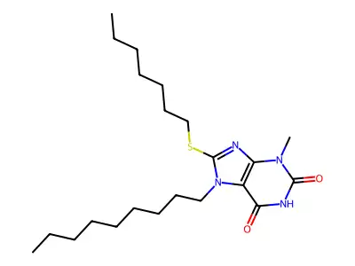 8-Heptylsulfanyl-3-methyl-7-nonyl-3,7-dihydro-purine-2,6-dione structure