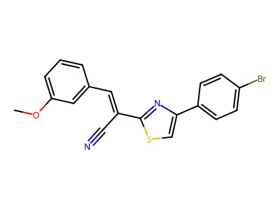 (E)-2-[4-(4-bromophenyl)-1,3-thiazol-2-yl]-3-(3-methoxyphenyl)prop-2-enenitrile structure