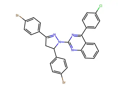 2-[3,5-Bis(4-bromophenyl)-3,4-dihydropyrazol-2-yl]-4-(4-chlorophenyl)quinazoline structure