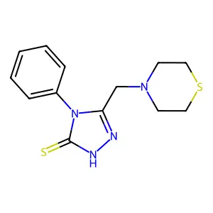 4-phenyl-3-(thiomorpholin-4-ylmethyl)-1H-1,2,4-triazole-5-thione structure