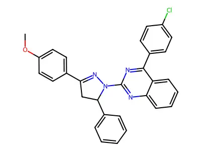 4-(4-chlorophenyl)-2-(3-(4-methoxyphenyl)-5-phenyl-4,5-dihydro-1H-pyrazol-1-yl)quinazoline structure