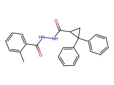 N'-(2,2-diphenylcyclopropanecarbonyl)-2-methylbenzohydrazide structure