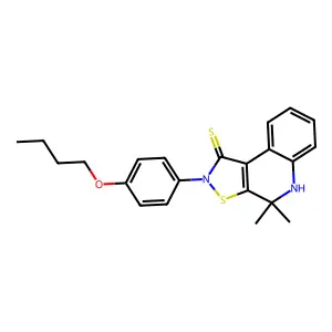 2-(4-butoxyphenyl)-4,4-dimethyl-4,5-dihydroisothiazolo[5,4-c]quinoline-1(2H)-thione structure
