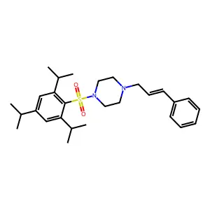 1-[(E)-3-phenylprop-2-enyl]-4-[2,4,6-tri(propan-2-yl)phenyl]sulfonylpiperazine structure
