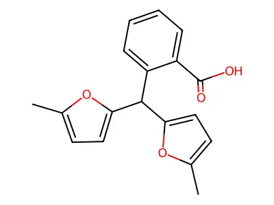 2-[Bis(5-methylfuran-2-yl)methyl]benzoic acid structure