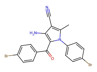 4-amino-5-(4-bromobenzoyl)-1-(4-bromophenyl)-2-methyl-1H-pyrrole-3-carbonitrile structure