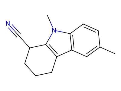 6,9-dimethyl-2,3,4,9-tetrahydro-1H-carbazole-1-carbonitrile structure