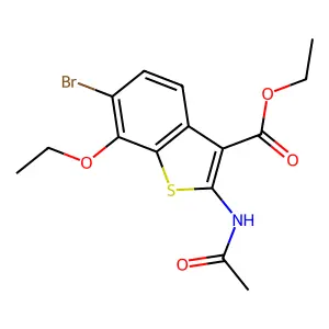 Ethyl 2-(acetylamino)-6-bromo-7-ethoxy-1-benzothiophene-3-carboxylate structure