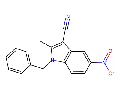 1-Benzyl-2-methyl-5-nitroindole-3-carbonitrile structure