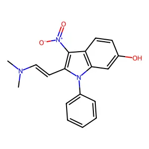 2-[(E)-2-(dimethylamino)ethenyl]-3-nitro-1-phenylindol-6-ol structure