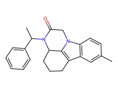8-methyl-3-(1-phenylethyl)-3a,4,5,6-tetrahydro-1H-pyrazino[3,2,1-jk]carbazol-2(3H)-one structure