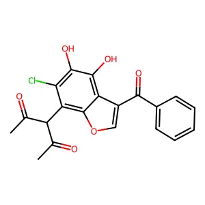 3-(3-Benzoyl-6-chloro-4,5-dihydroxy-1-benzofuran-7-yl)pentane-2,4-dione structure