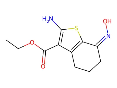 ethyl (7Z)-2-amino-7-(hydroxyimino)-4,5,6,7-tetrahydro-1-benzothiophene-3-carboxylate structure