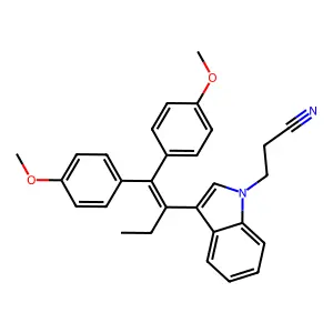 3-[3-[1,1-Bis(4-methoxyphenyl)but-1-en-2-yl]indol-1-yl]propanenitrile structure