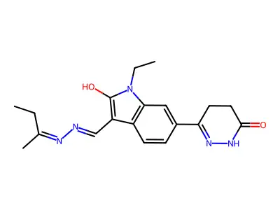 3-[[2-(BUTAN-2-YLIDENE)HYDRAZINYL]METHYLENE]-1-ETHYL-6-(6-OXO-1,4,5,6-TETRAHYDROPYRIDAZIN-3-YL)INDOLIN-2-ONE structure
