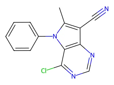 4-chloro-6-methyl-5-phenyl-5H-pyrrolo[3,2-d]pyrimidine-7-carbonitrile structure