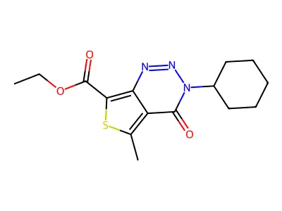 ethyl 3-cyclohexyl-5-methyl-4-oxo-3,4-dihydrothieno[3,4-d][1,2,3]triazine-7-carboxylate structure