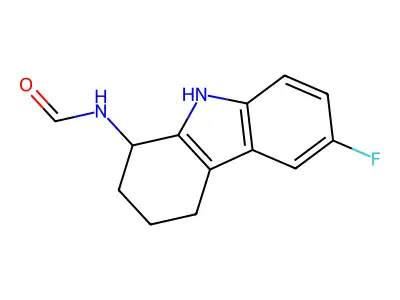 6-fluoro-2,3,4,9-tetrahydro-1H-carbazol-1-ylformamide structure